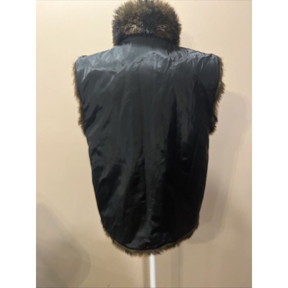 Coaco New York Faux Fur Heavy Vest Brown Mob Wife Women’s L Reversible Chic - Picture 5 of 12